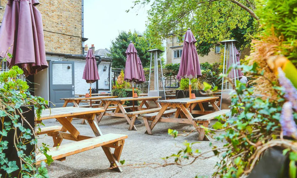 Outdoor beer garden at The Brownswood