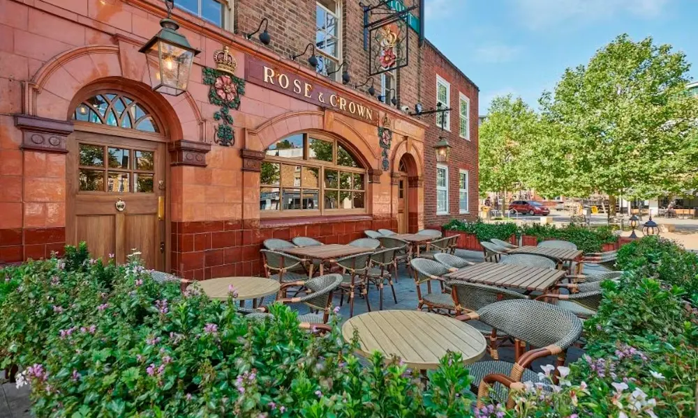 front terrace at the rose and crown clapham