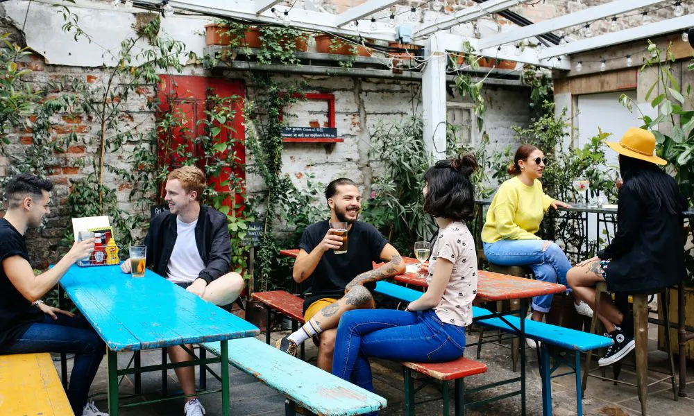 Outdoor beer garden at The Crown & Shuttle