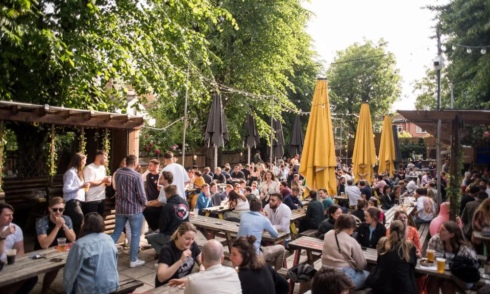 Outdoor beer garden at The Duke of Edinburgh