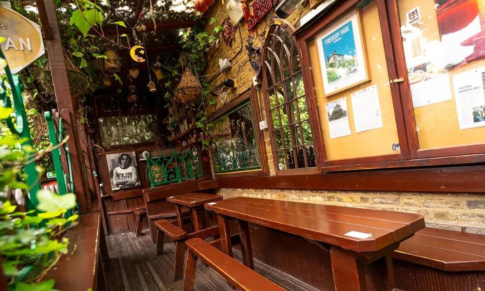 Outdoor beer garden at The Faltering Fullback