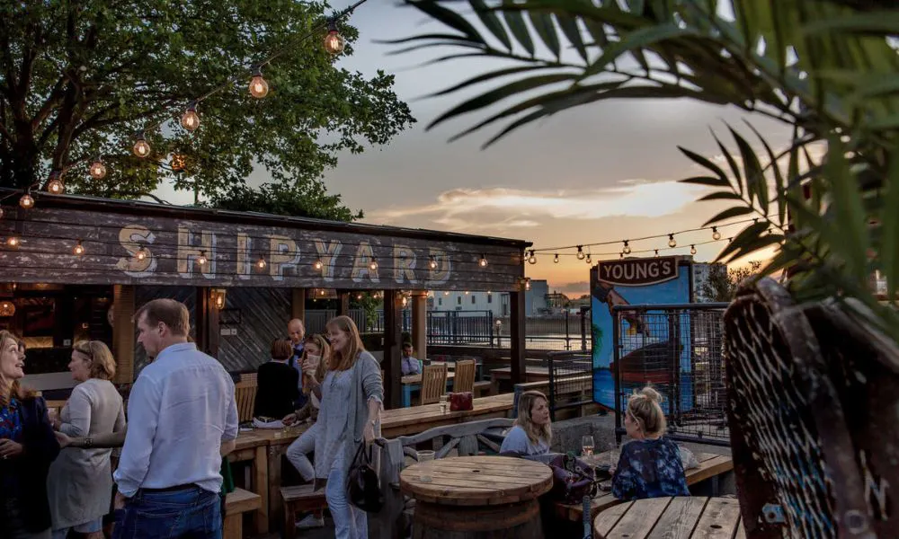 Outdoor beer garden at The Ship