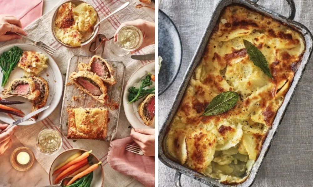 beef wellington with dauphinoise potatoes