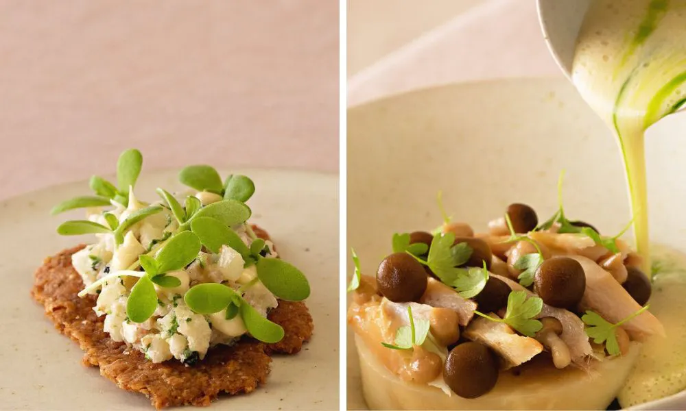 canape and celeriac with mushrooms