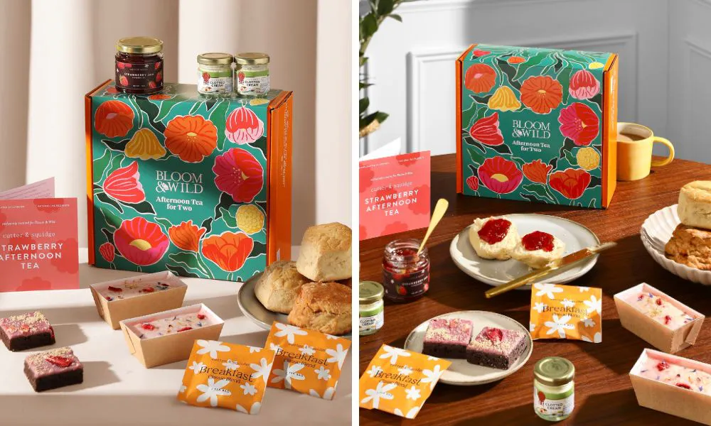 Bloom and Wild's strawberries and cream afternoon tea delivery box