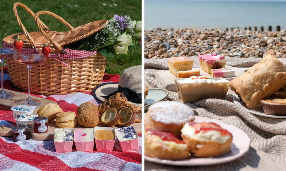 Piglet's Pantry picnic basket tea for two on the beach