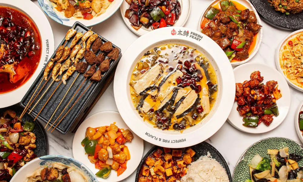 selection of Sichuan soups, noodles and skewers