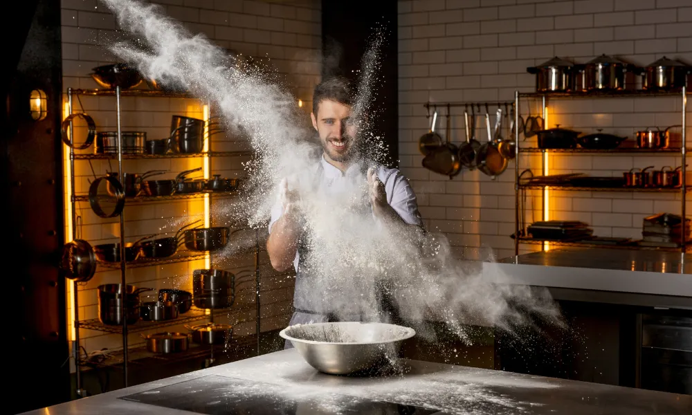 Ciaran brennan messing about with flour