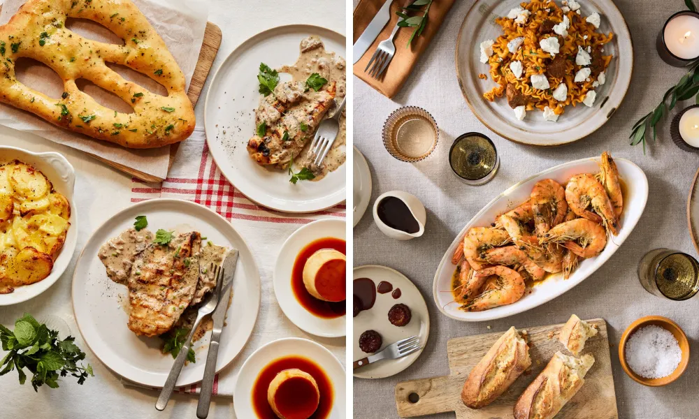 selection of cote at home dishes on a table