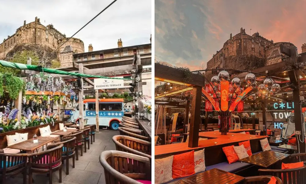 open air bar with food truck