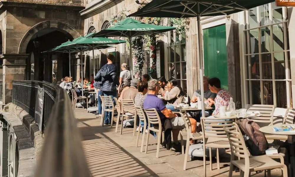 outdoor bistro tables at restaurant