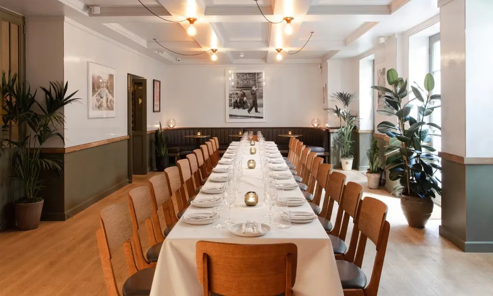 long banquet table at the italian greyhound