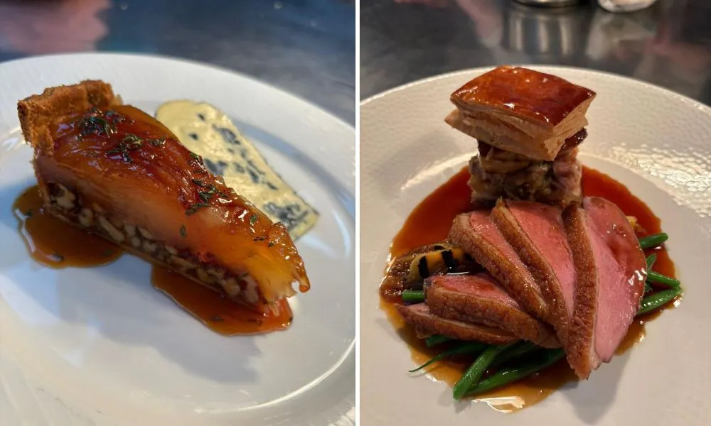 Apple tart and lamb dish