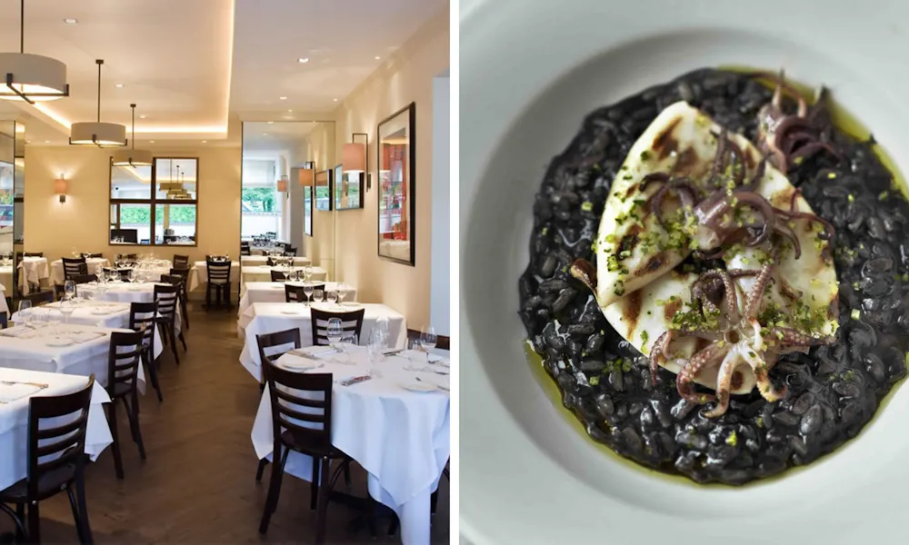 interiors and squid ink risotto