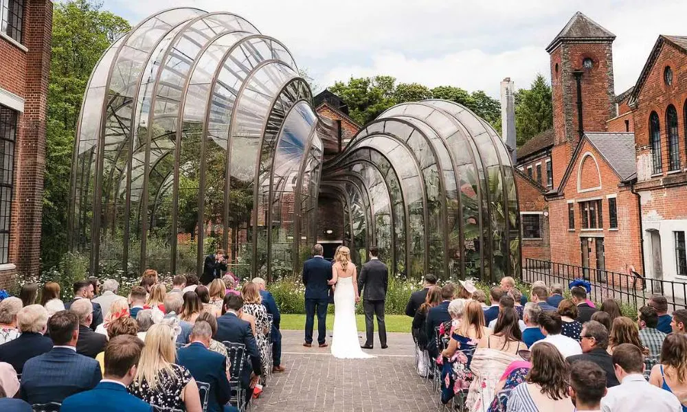 Tying the knot outside the distillery
