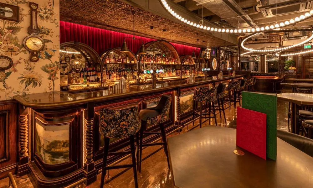 Interiors and bar at flight club
