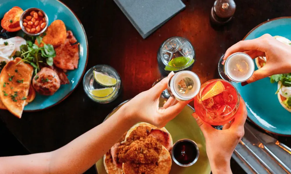 a selection of cocktails and brunch plates