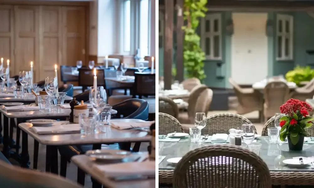 Candlelit bistro with outdoor seating 