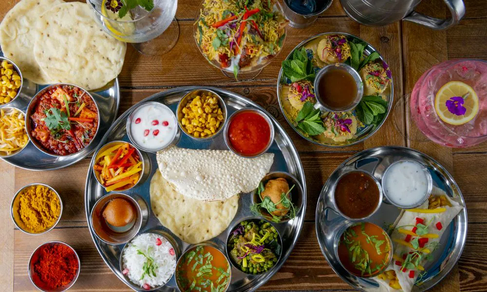 Food spread at Manju's