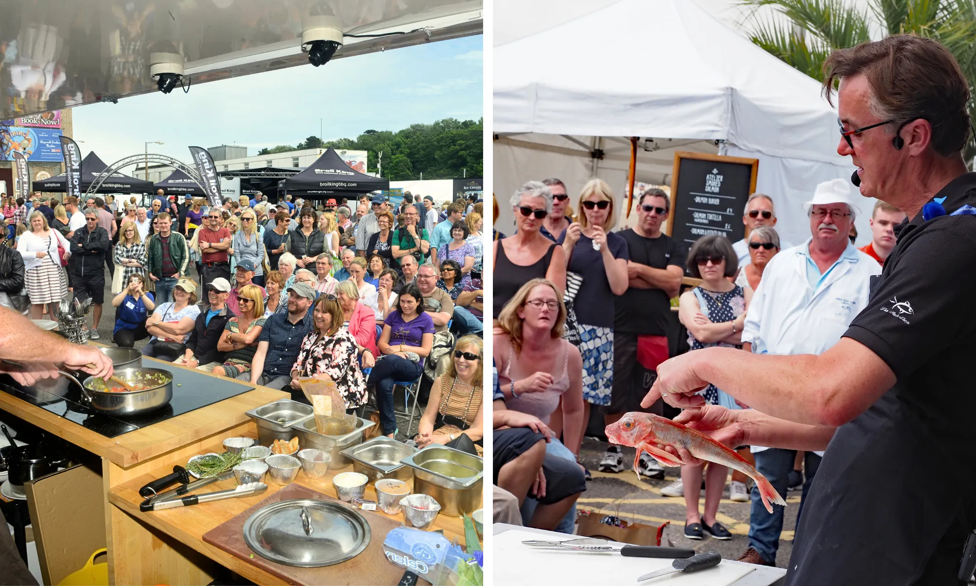 chefs presenting dishes and demos for a crowd