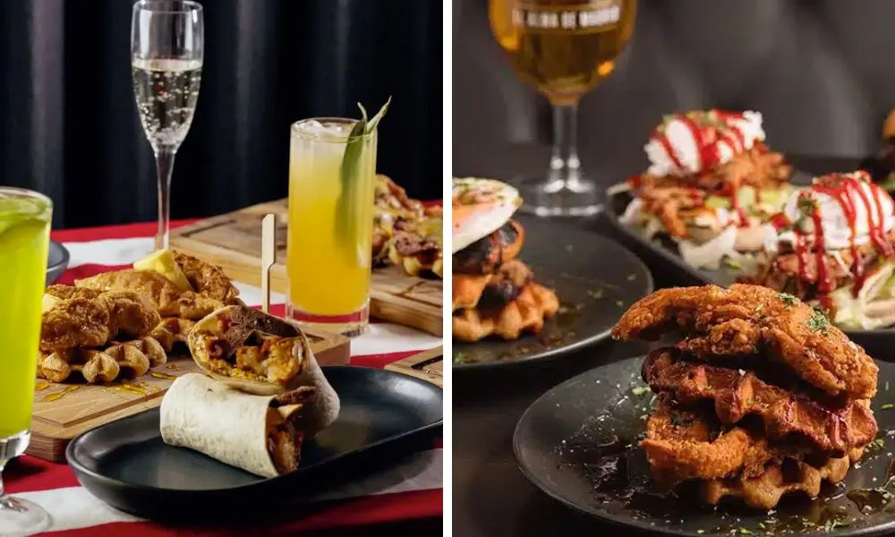 cocktails and wraps with fried chicken and beer