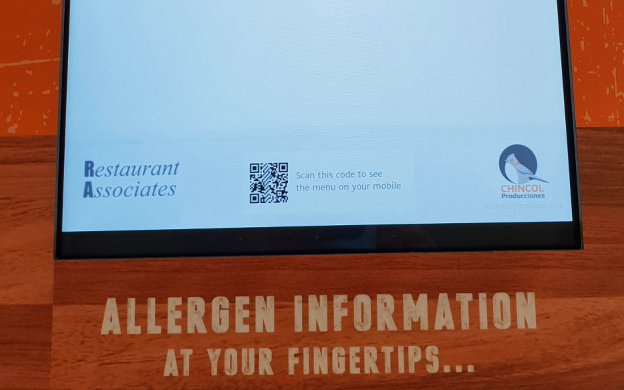 Wellcome Collection digital allergy menu screen