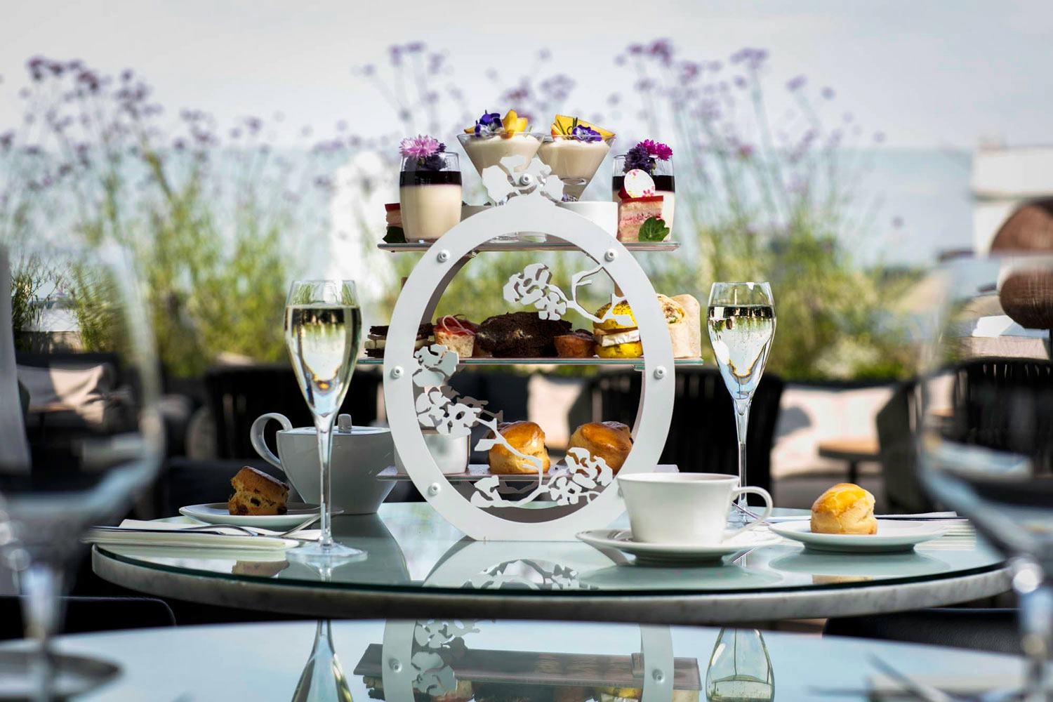 Afternoon tea dishes at radio rooftop