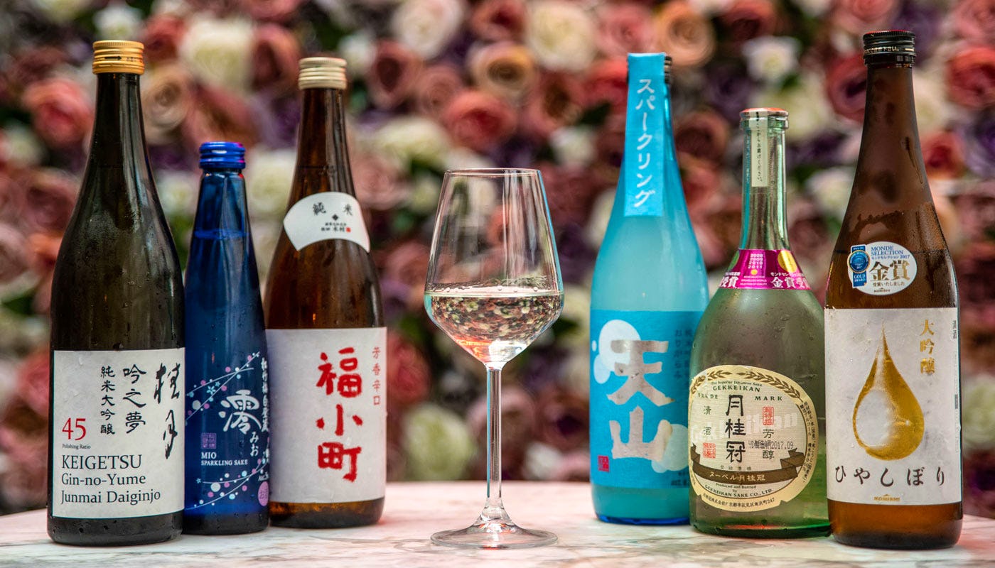 Sake choices, sake lineup, lots of sake
