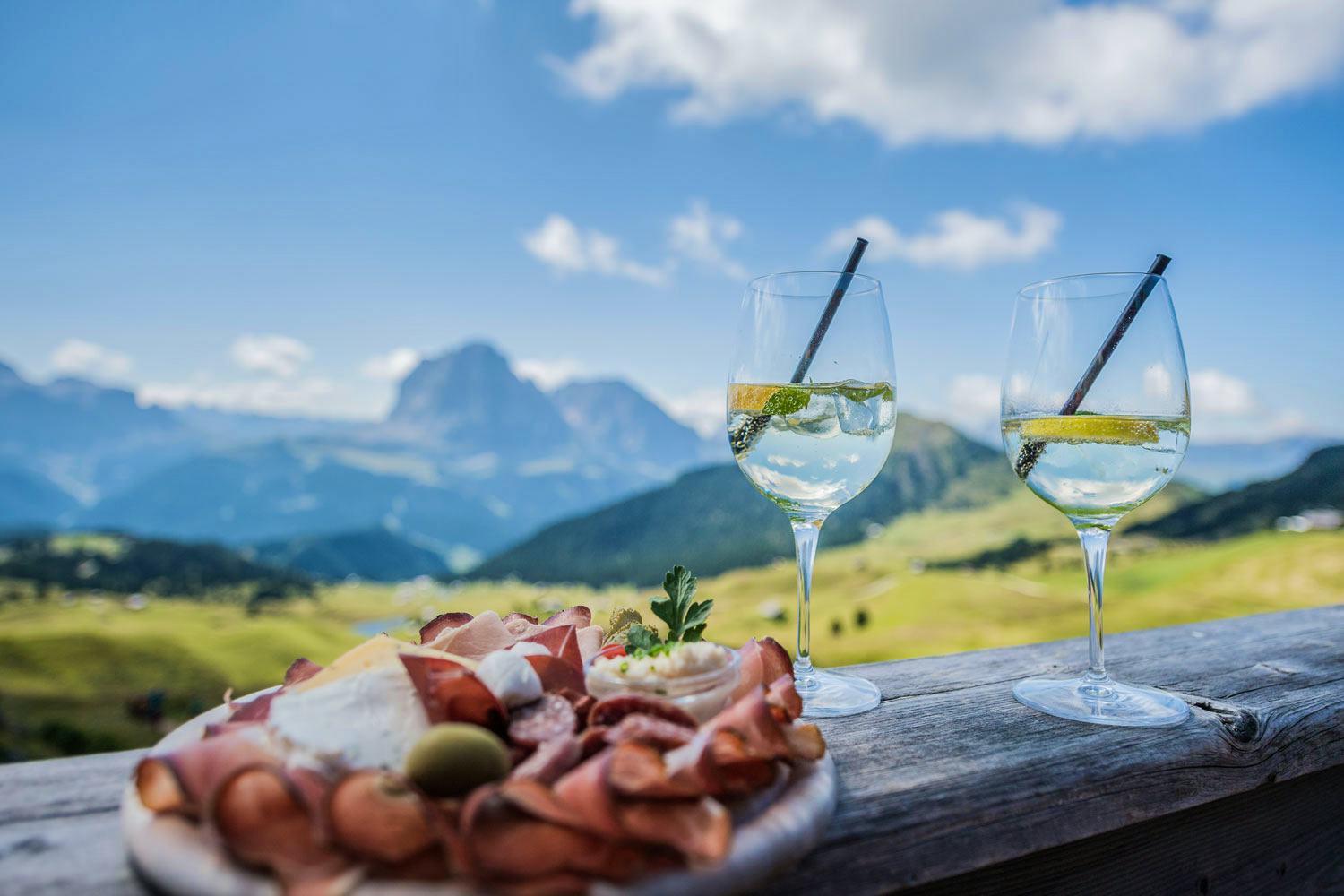South Tyrol food plate with view in background