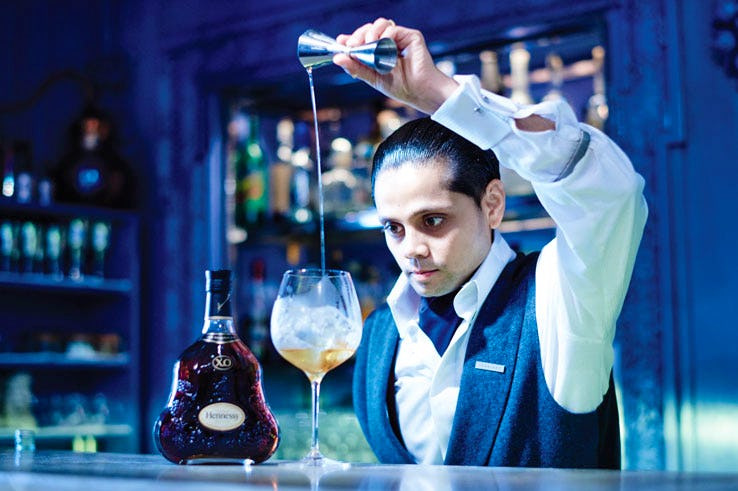 Hennessy cognac 250th anniversary Square Meal bars London The Blue bar at the Berkeley Booking Office Old Tom & English