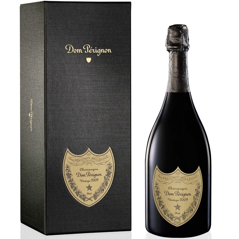 Champagne bottle shot Dom Perignon