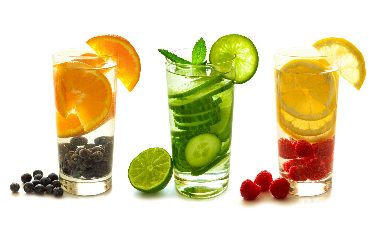 Stock image water glasses fruit