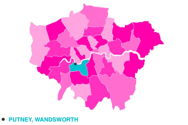 Puteny London area map 