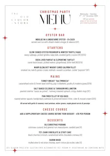 Christmas Party Menu for 1 - 60 people