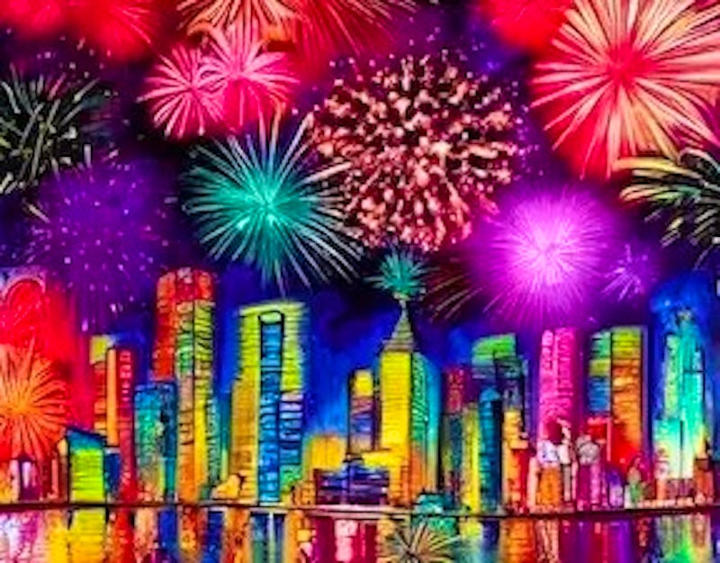 Neon Fireworks Paint & Sip Night