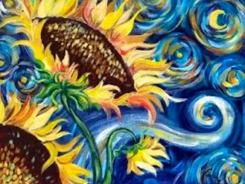 Neon Sunflowers Paint & Sip Night
