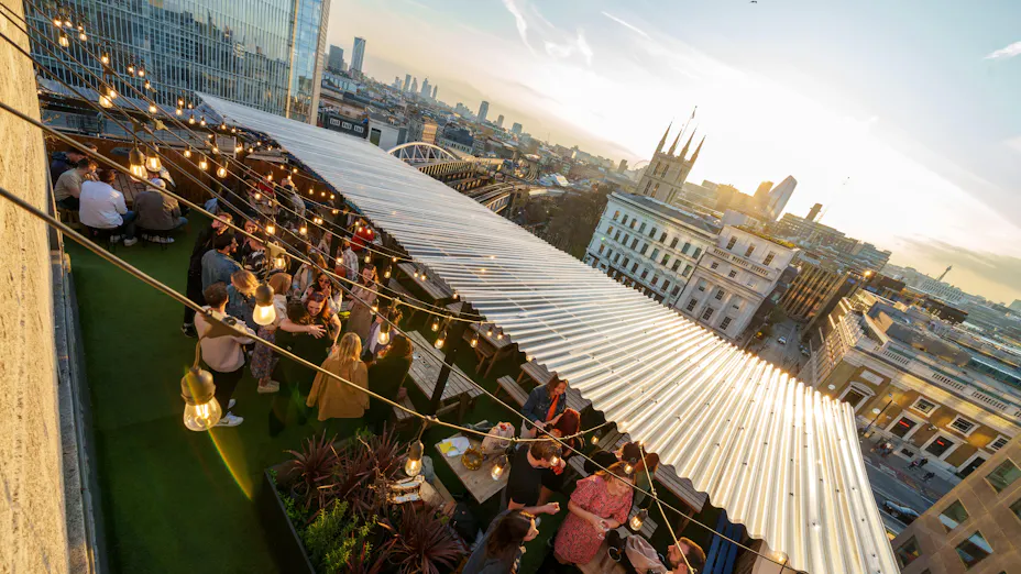Stunning Bridge Constructed For Restaurant Rooftop image